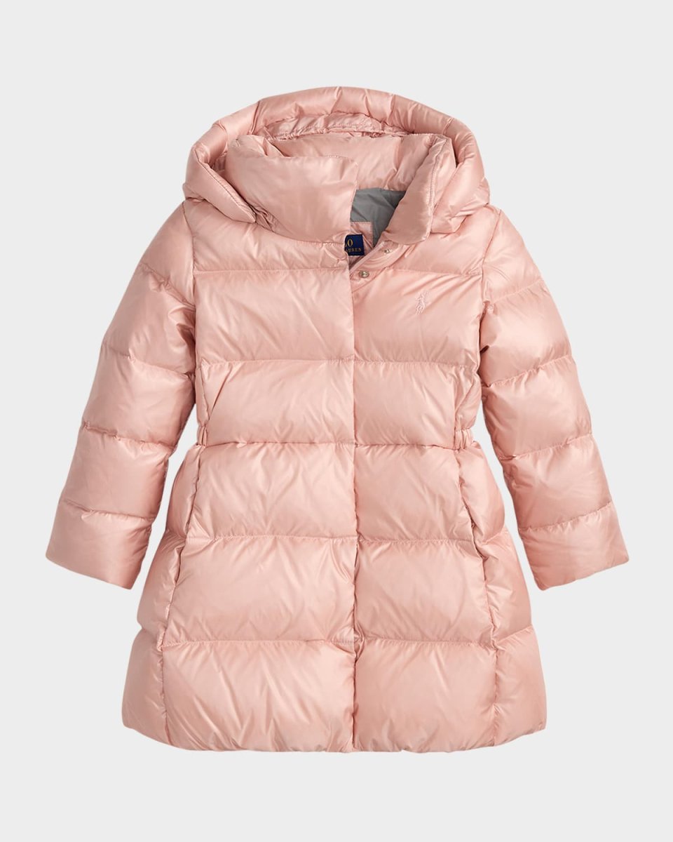 Girl's Celia Metallic Nylon Down Puffer Coat, Size 2-6X